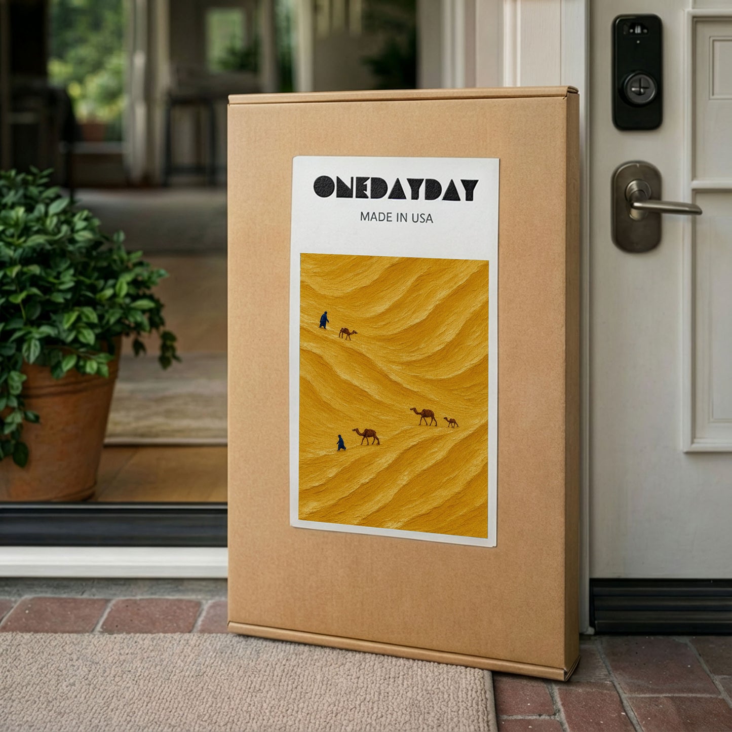 Desert Walk | Minimalist Yellow Landscape Canvas Wall Art