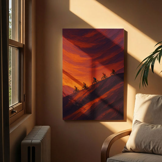 Ridge Ride | Warm Sunset Cycling Canvas Wall Art