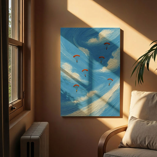 Sky Drift | Minimalist Paragliding Canvas Wall Art
