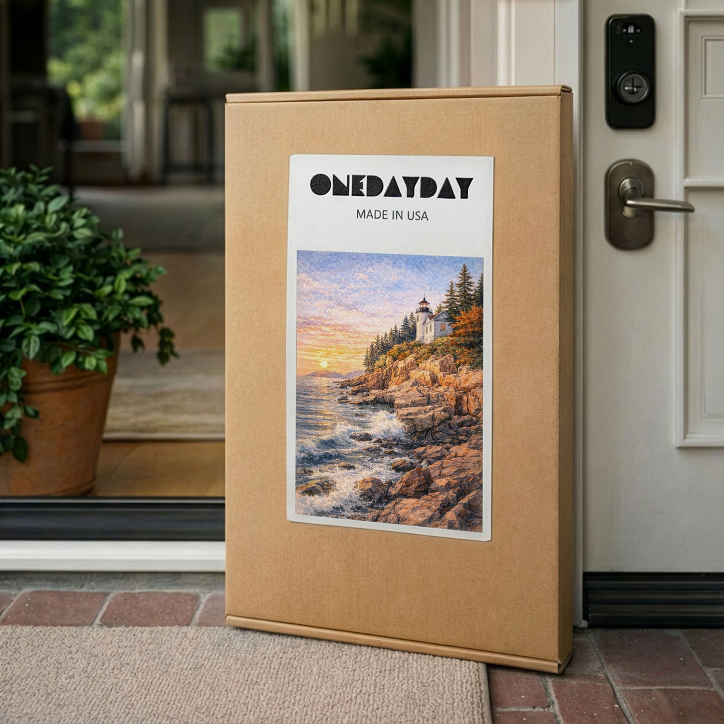 Acadia National Park Canvas Art | Coastal Lighthouse Sunset Wall Art