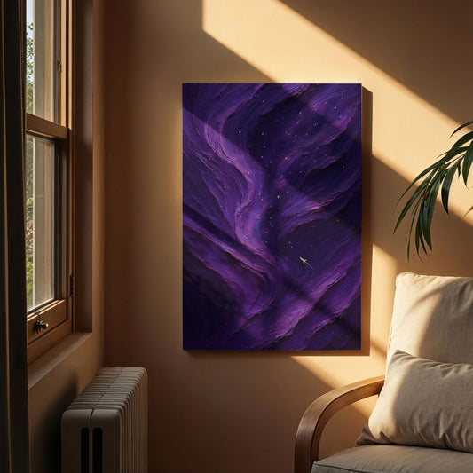 Cosmic Drift | Minimalist Abstract Night Canvas Wall Art