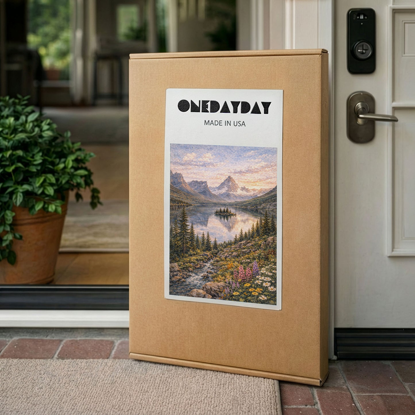 Glacier National Park Canvas Art | Mountain Lake & Wildflower Landscape Wall Decor