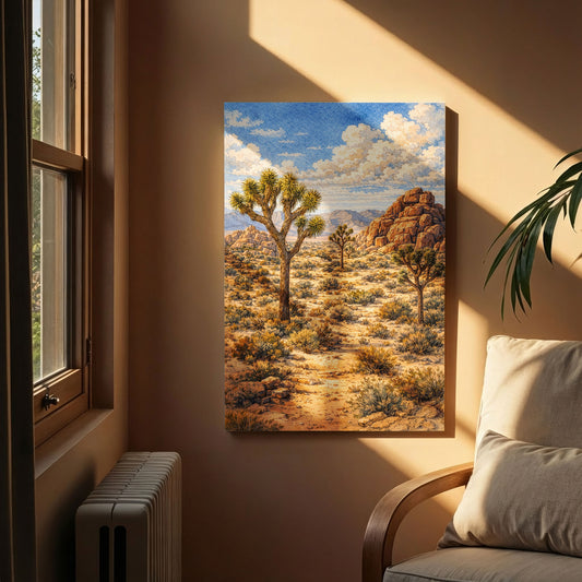 Joshua Tree National Park Canvas Art | Desert Landscape with Joshua Trees Wall Art