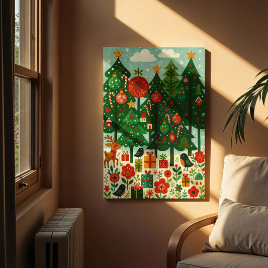 Ornament Forest – Christmas Illustration Canvas Wall Art