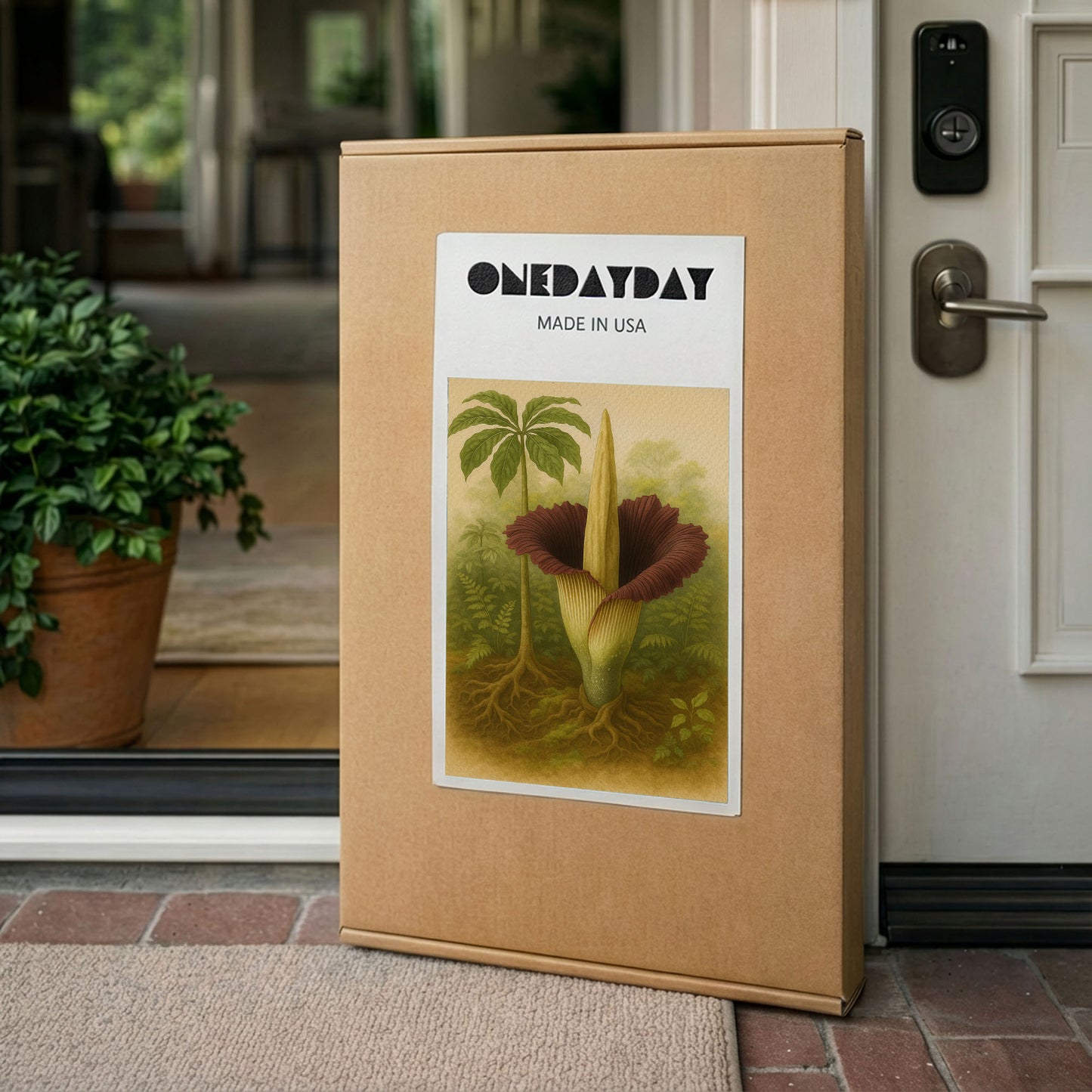 Titan Arum in Habitat – Botanical Illustration Canvas Wall Art