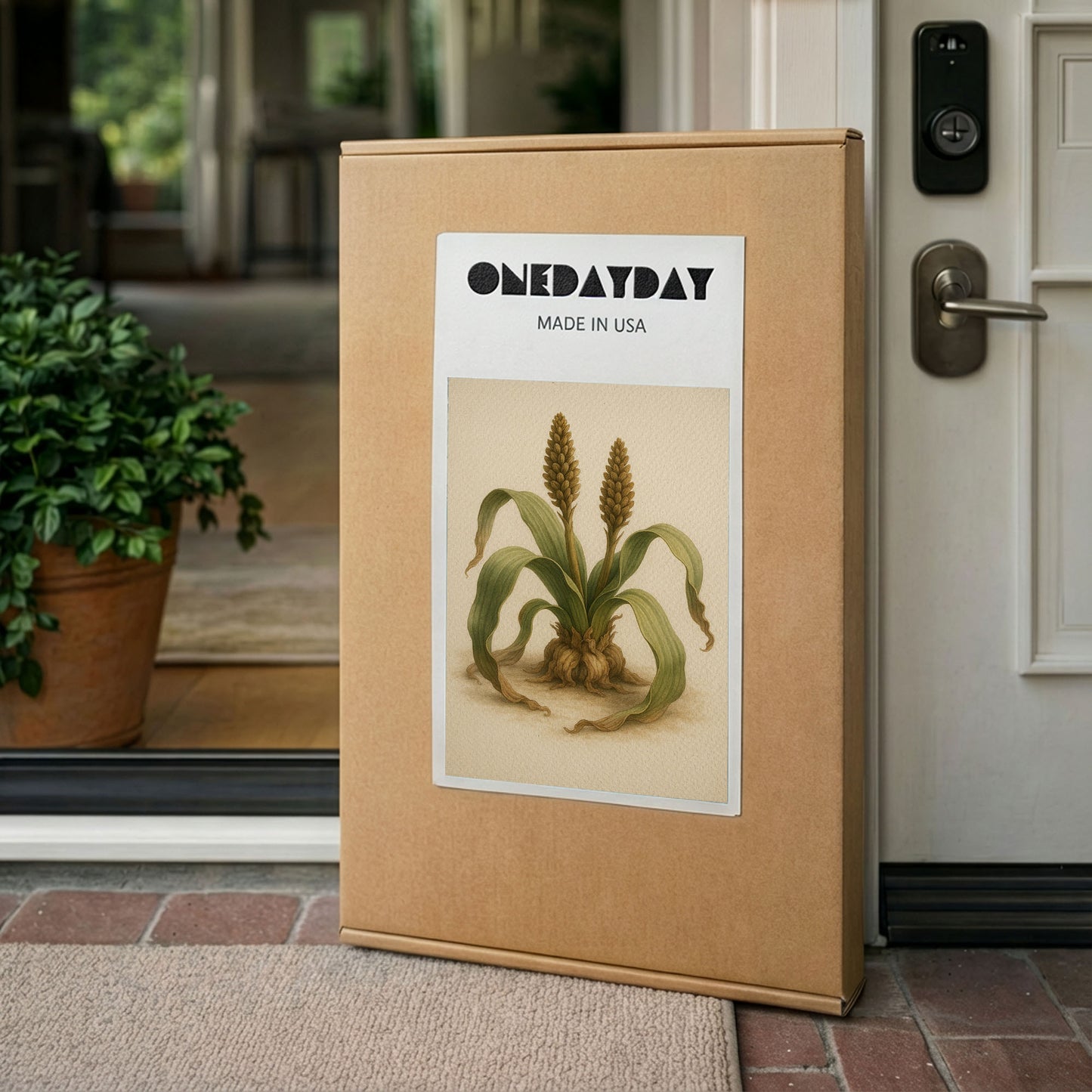 Twin Seed Spires - Minimal Botanical Illustration Canvas Art