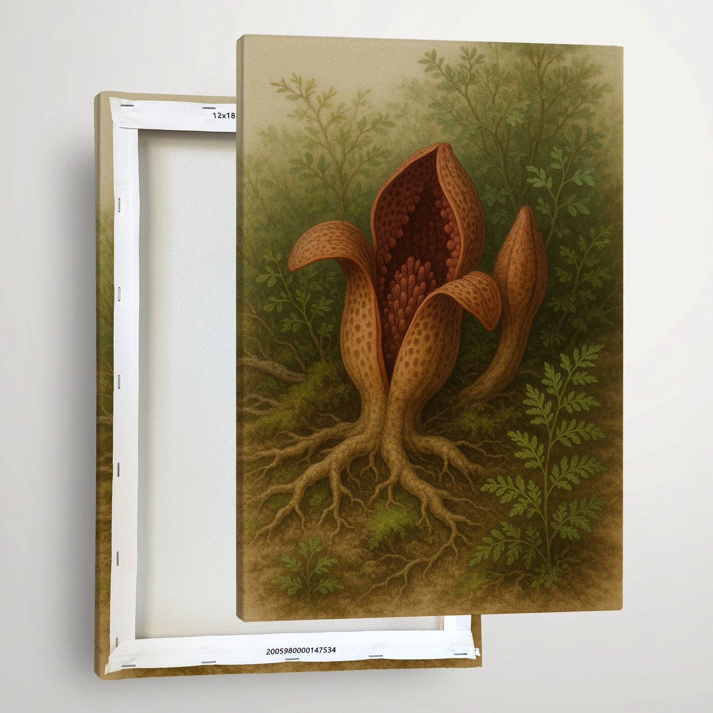 Forest Pod Bloom - Painterly Botanical Canvas Wall Art