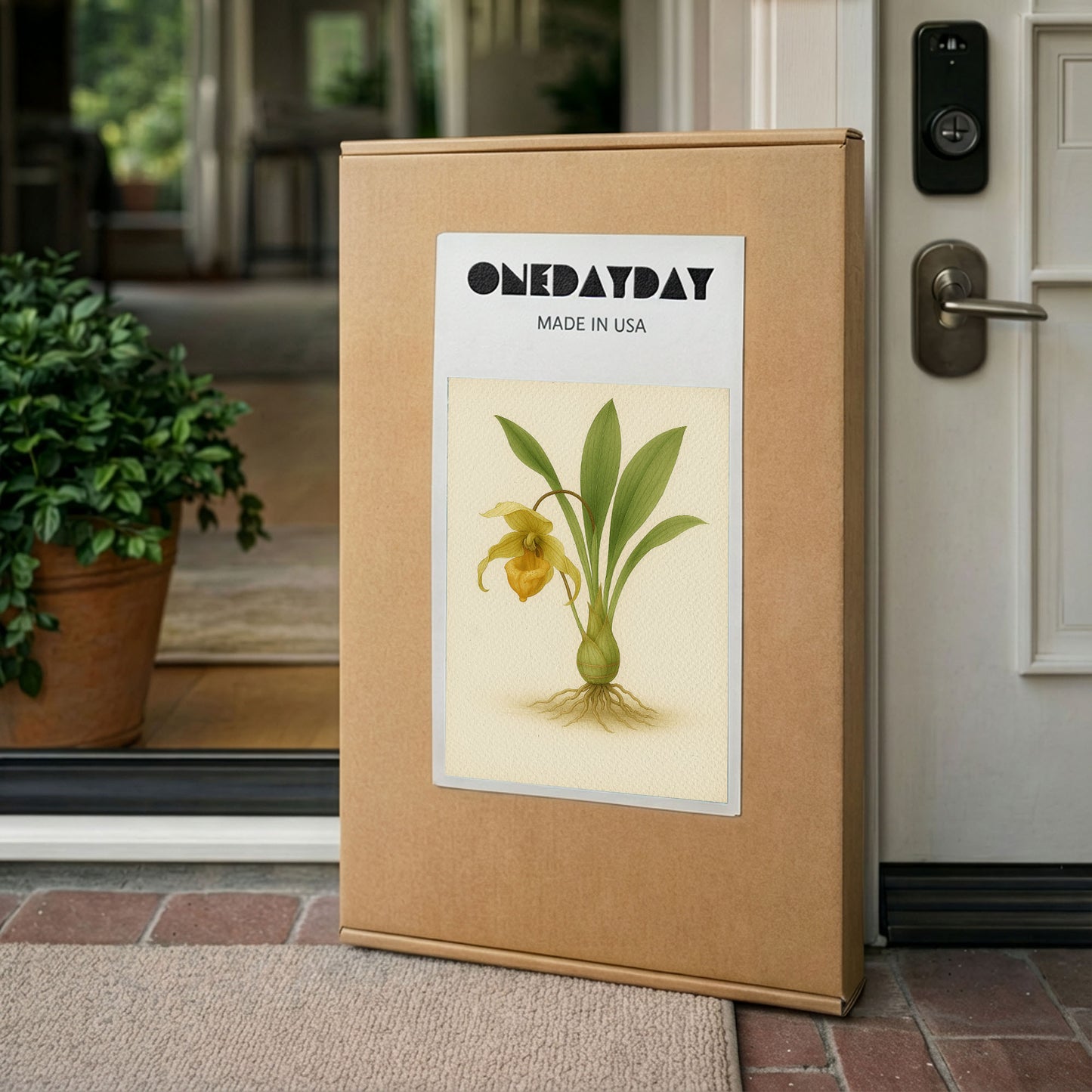 Golden Slipper Orchid - Rare Botanical Illustration Canvas Art