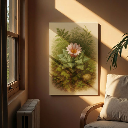 Haworthia Succulent Botanical Illustration - Organic Nature Canvas Wall Art