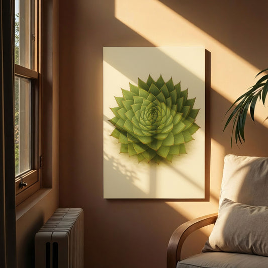 Succulent Rosette Illustration - Sculptural Botanical Canvas Wall Art