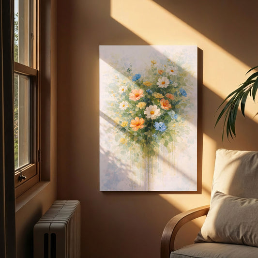 Wildflower Floral Canvas Wall Art – Soft Abstract Garden Painting