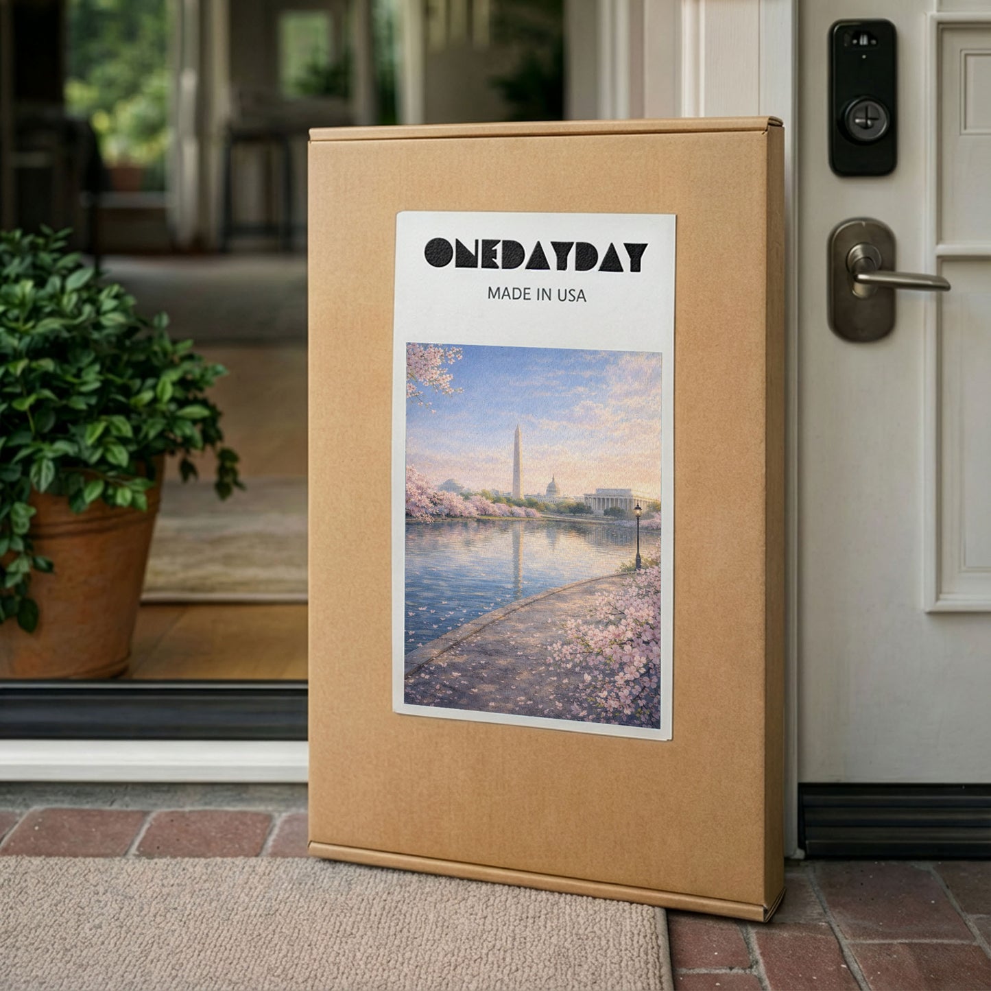 Washington D.C. Spring Canvas Art | Cherry Blossom Monument Landscape Wall Art