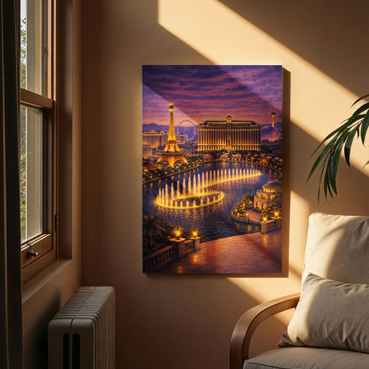Las Vegas Night Canvas Art | Illuminated Strip Cityscape Wall Decor