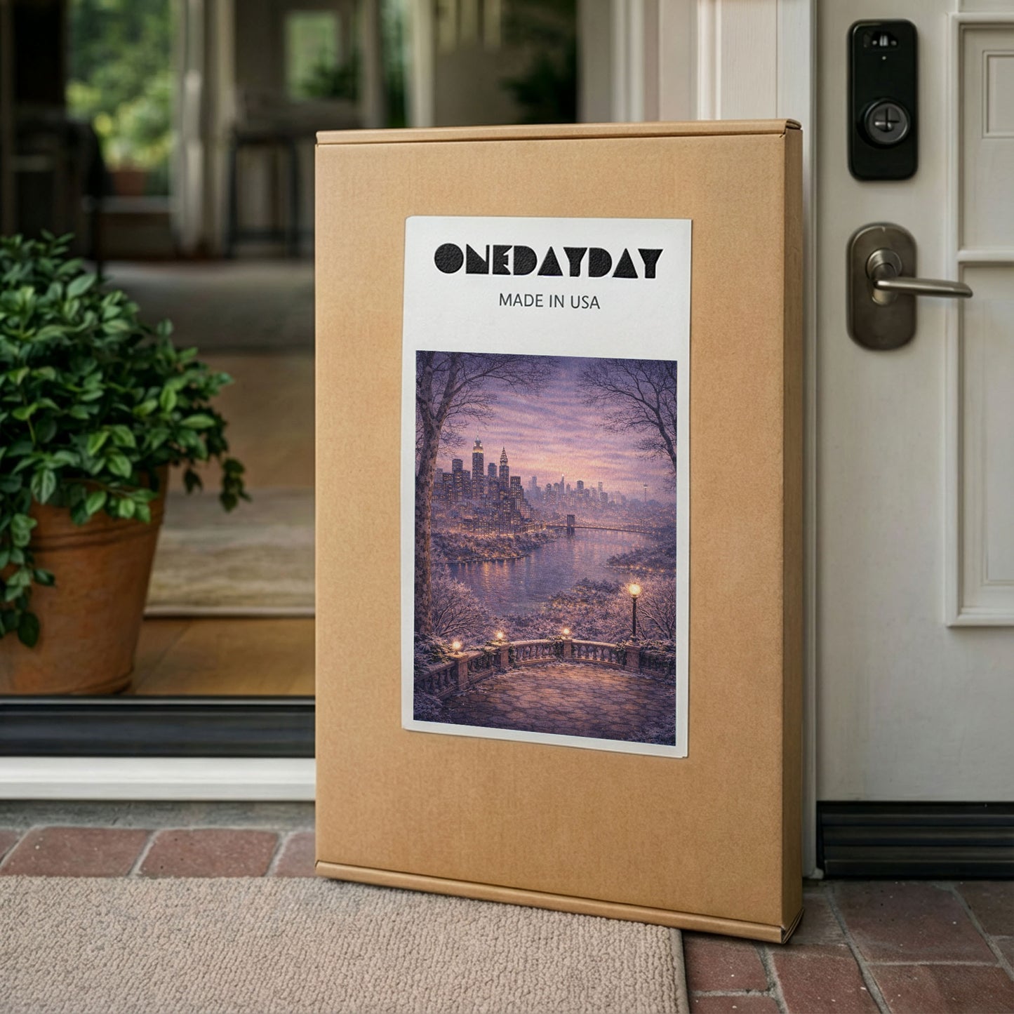 New York Winter Canvas Art | Snowy Skyline & River City Wall Decor