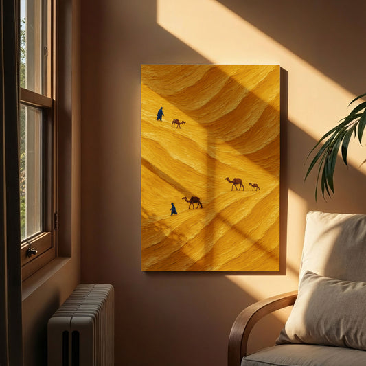 Desert Walk | Minimalist Yellow Landscape Canvas Wall Art