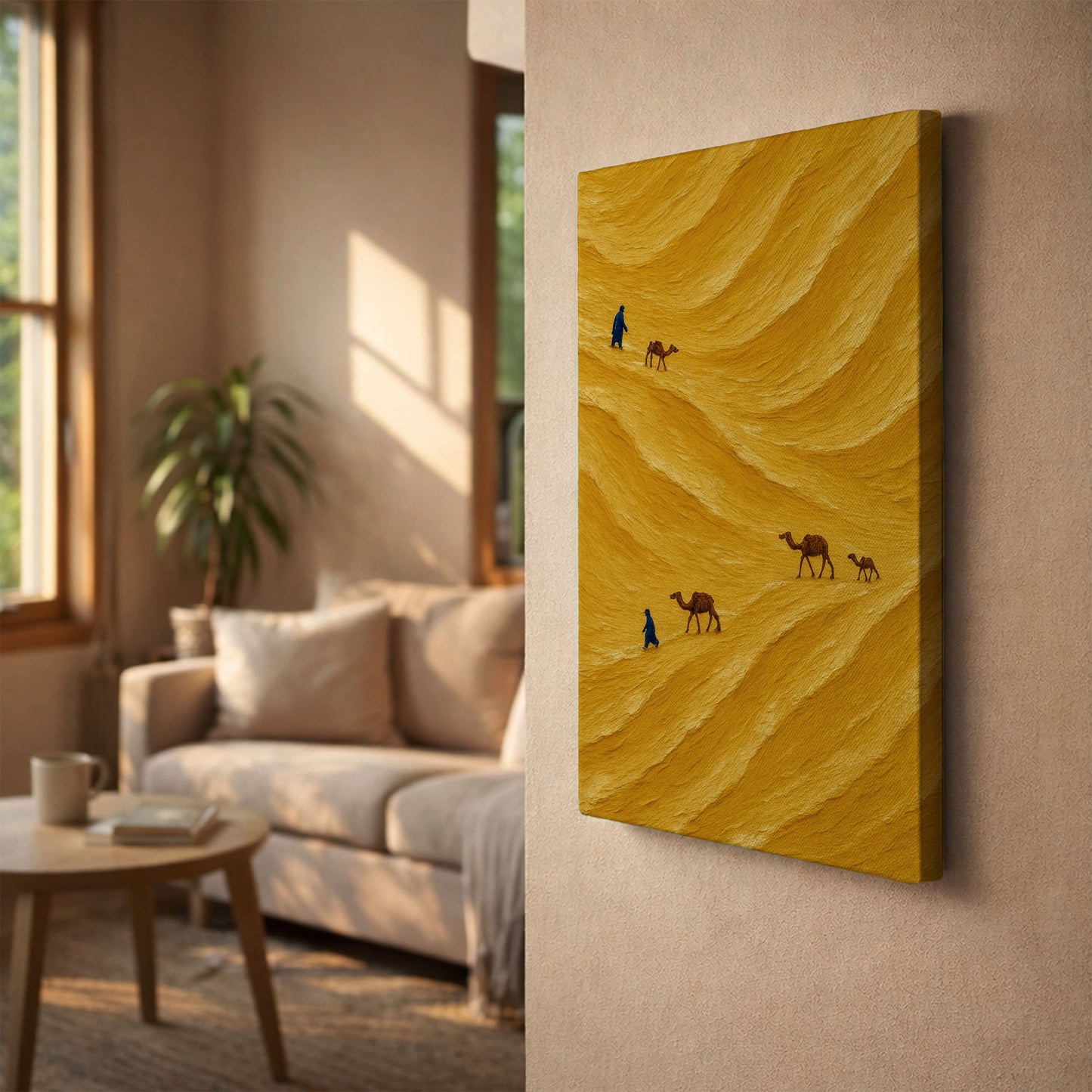 Desert Walk | Minimalist Yellow Landscape Canvas Wall Art