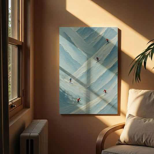 Snow Descent | Minimalist Winter Motion Canvas Wall Art