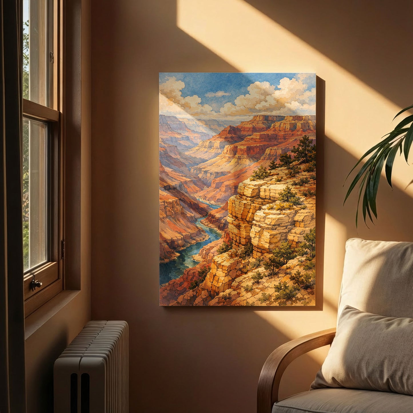 Grand Canyon Canvas Art | Vast Canyon Landscape Wall Art with River View