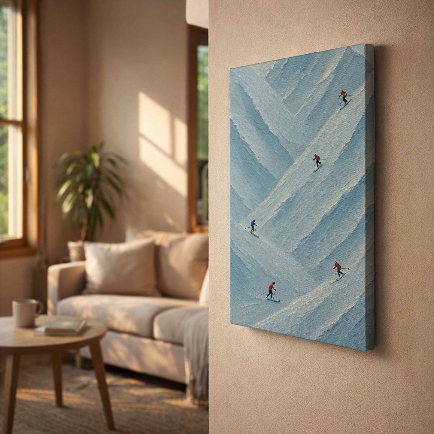 Snow Descent | Minimalist Winter Motion Canvas Wall Art