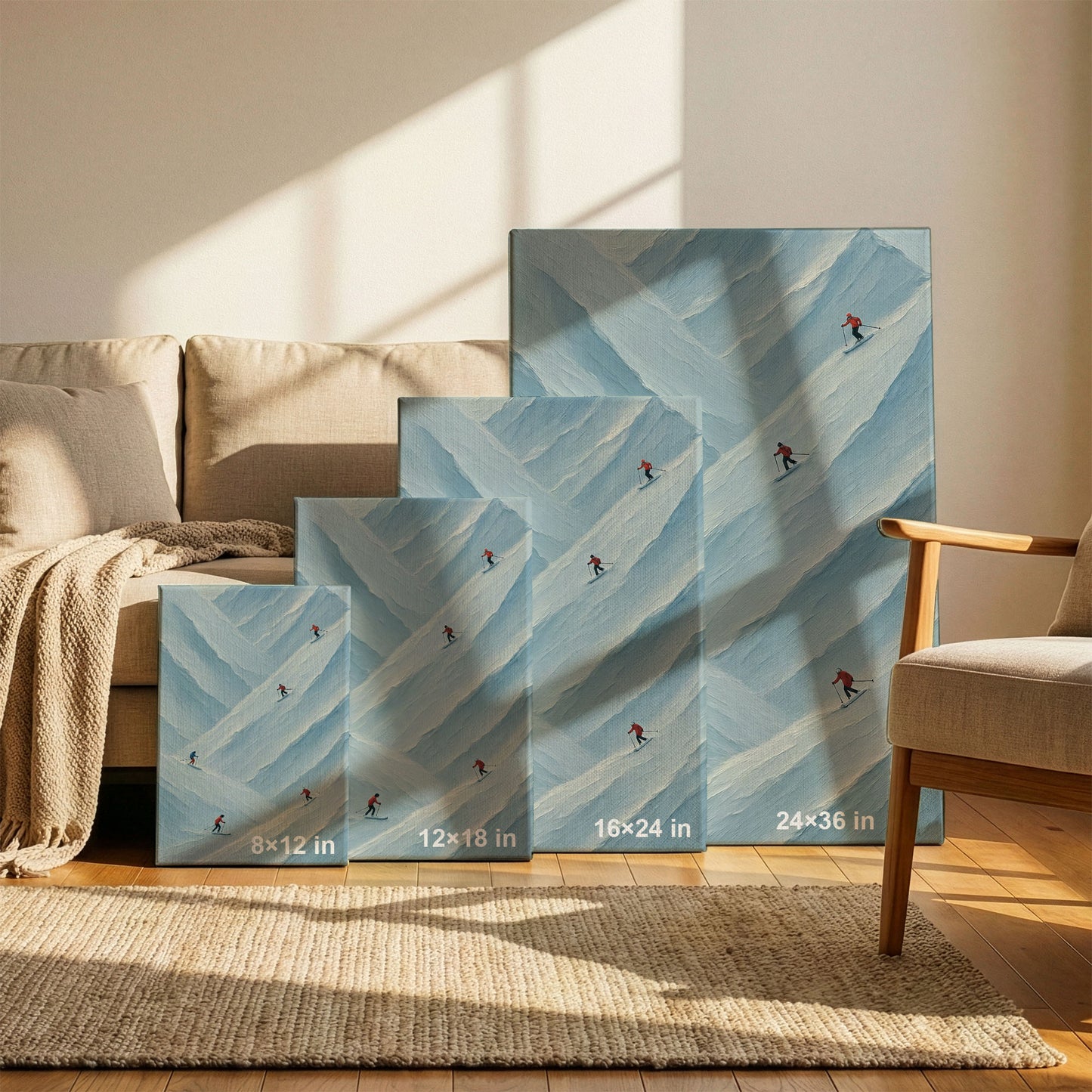 Snow Descent | Minimalist Winter Motion Canvas Wall Art