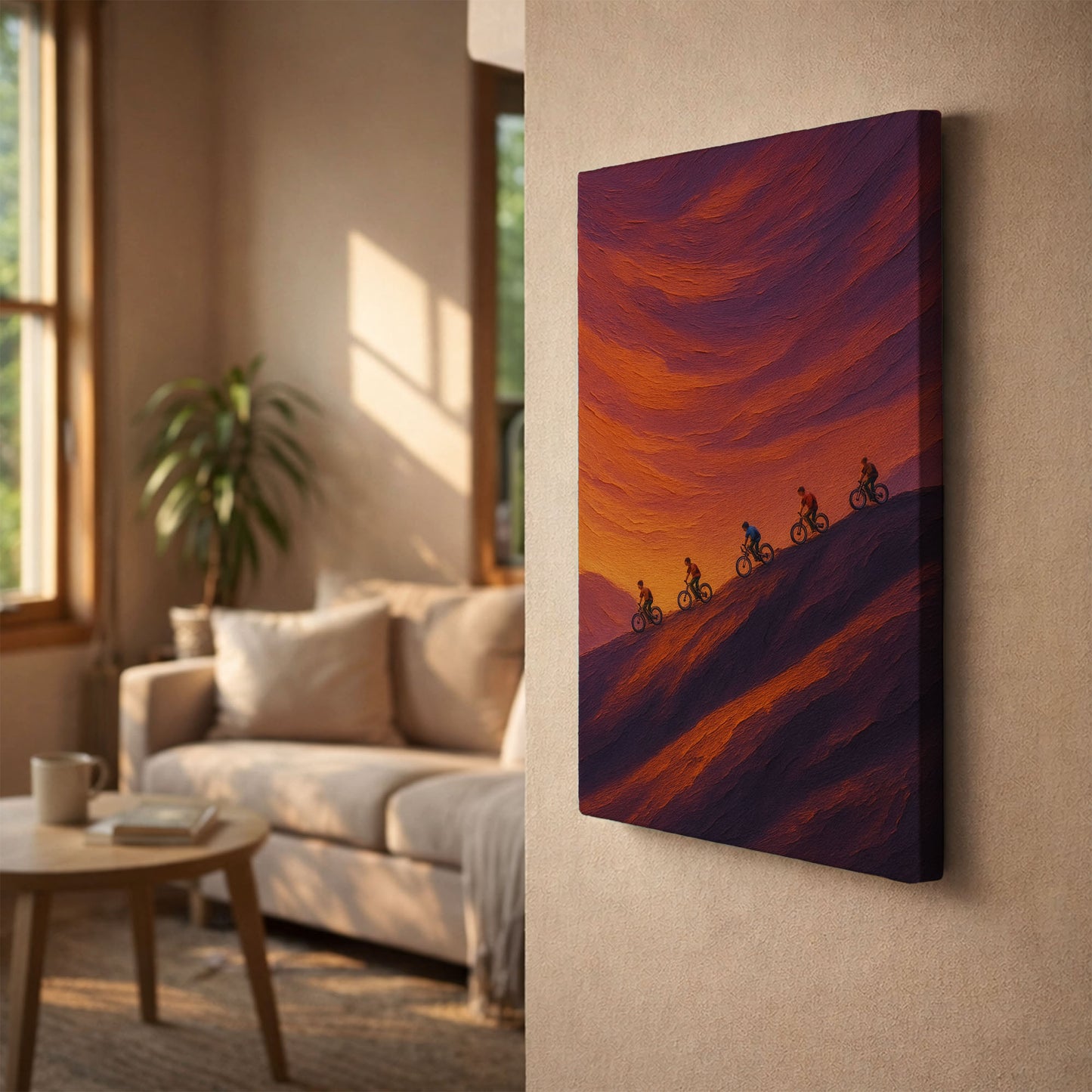 Ridge Ride | Warm Sunset Cycling Canvas Wall Art