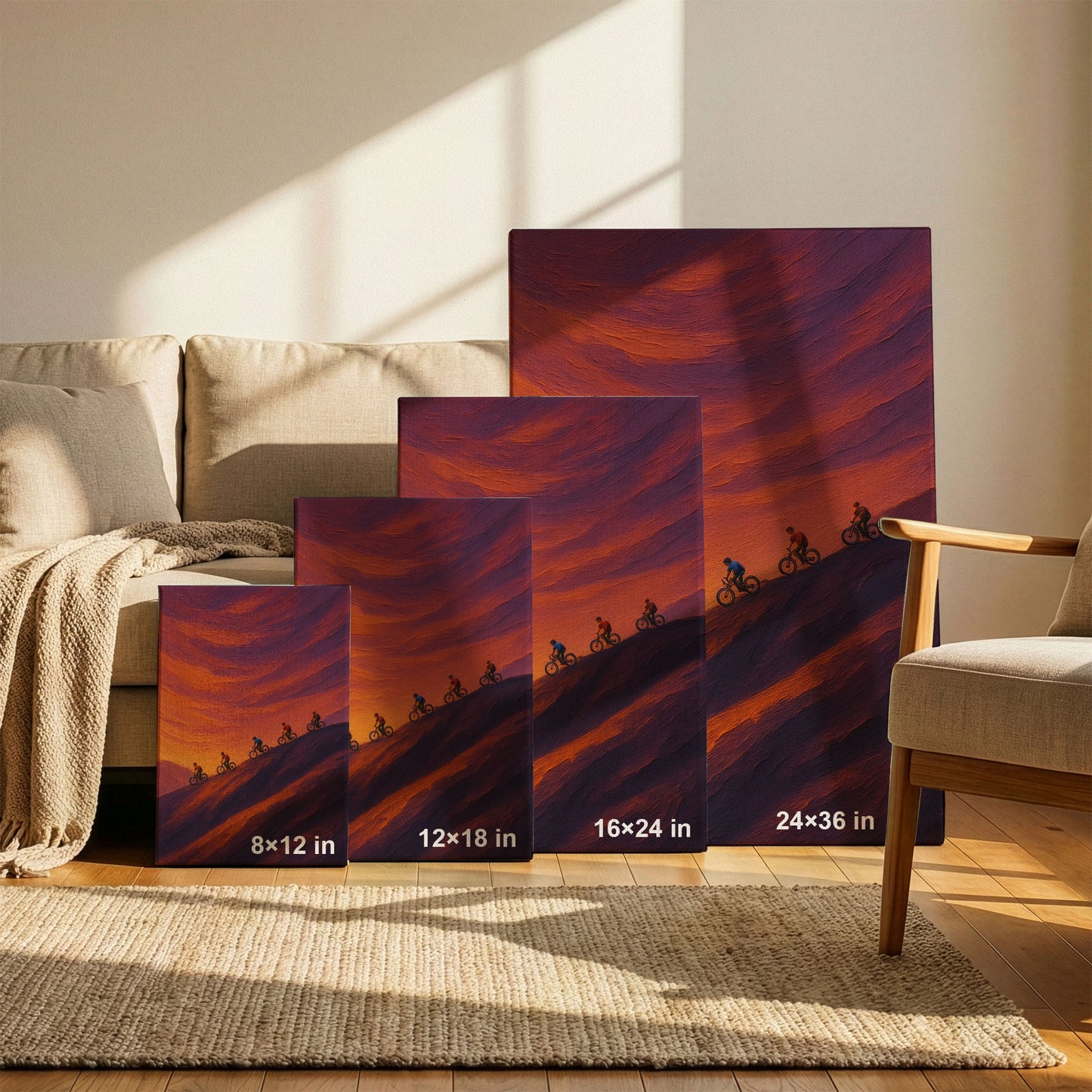 Ridge Ride | Warm Sunset Cycling Canvas Wall Art