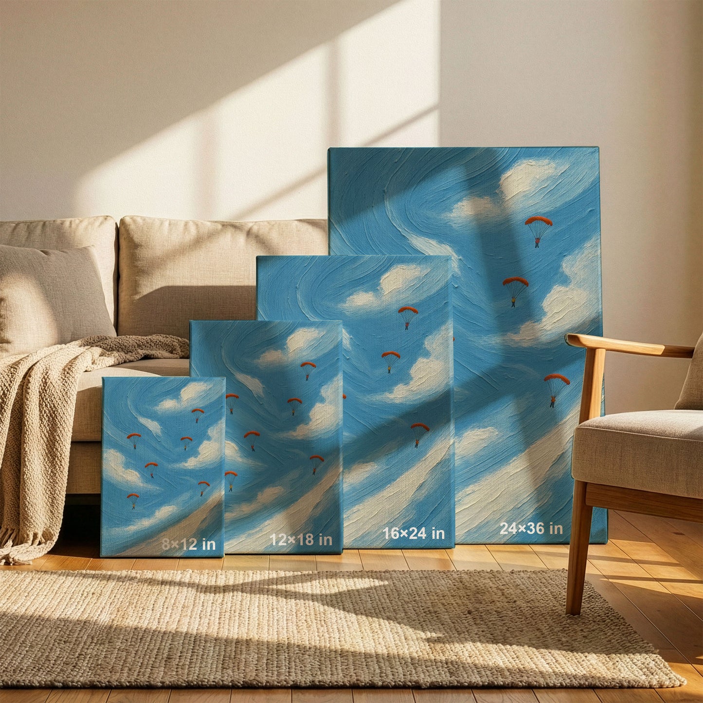 Sky Drift | Minimalist Paragliding Canvas Wall Art