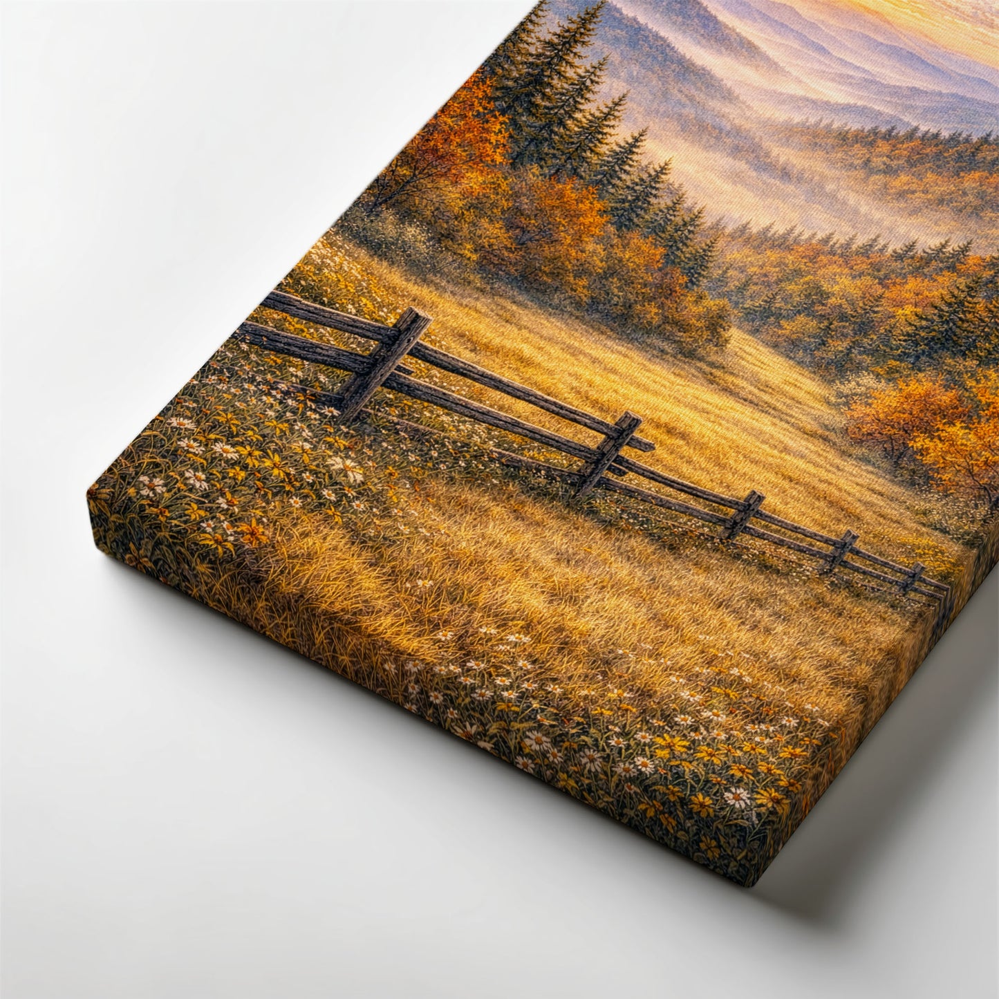 Great Smoky Mountains Canvas Art | Misty Forest Sunset Landscape Wall Decor