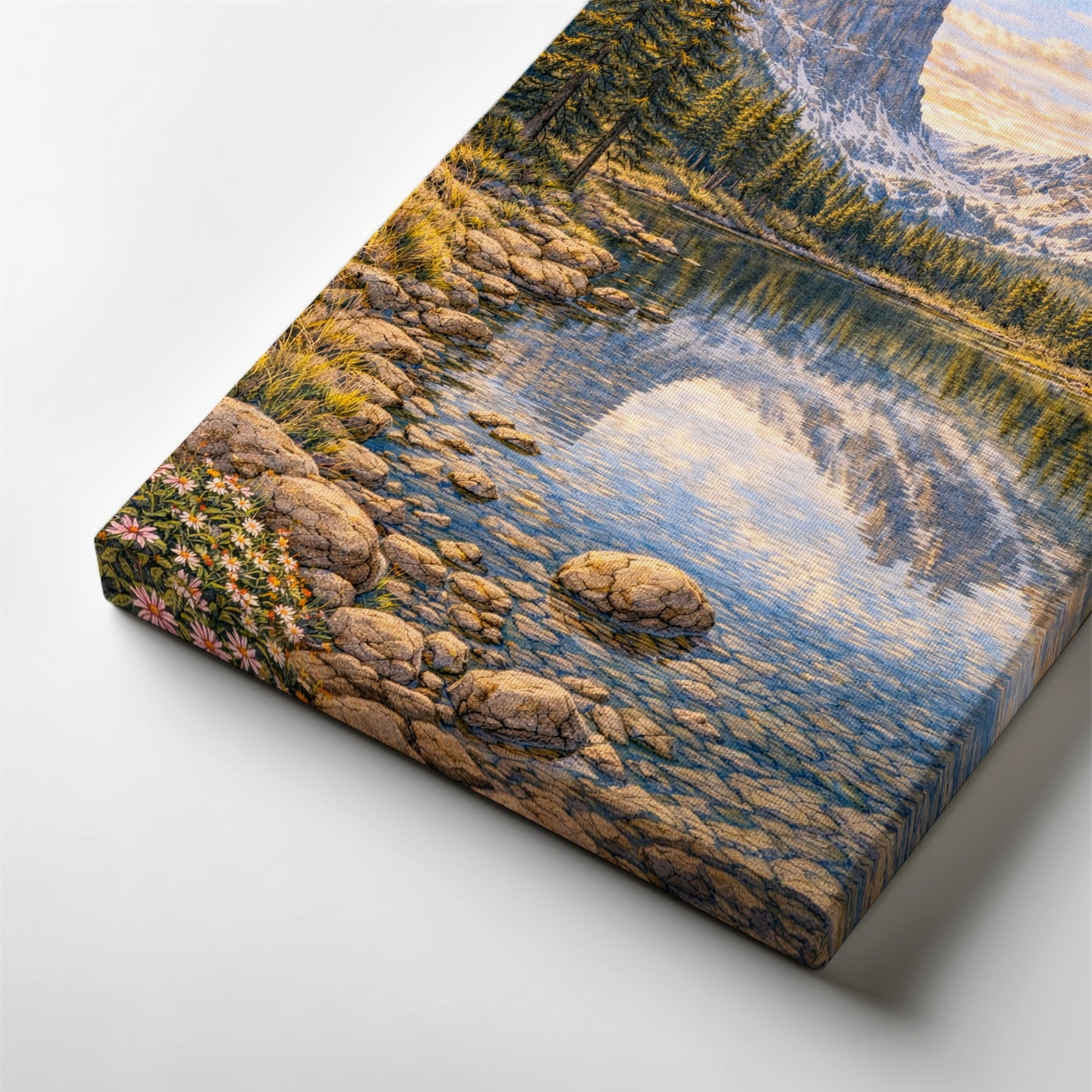 Rocky Mountain Canvas Art | Alpine Lake & Peak Landscape Wall Art