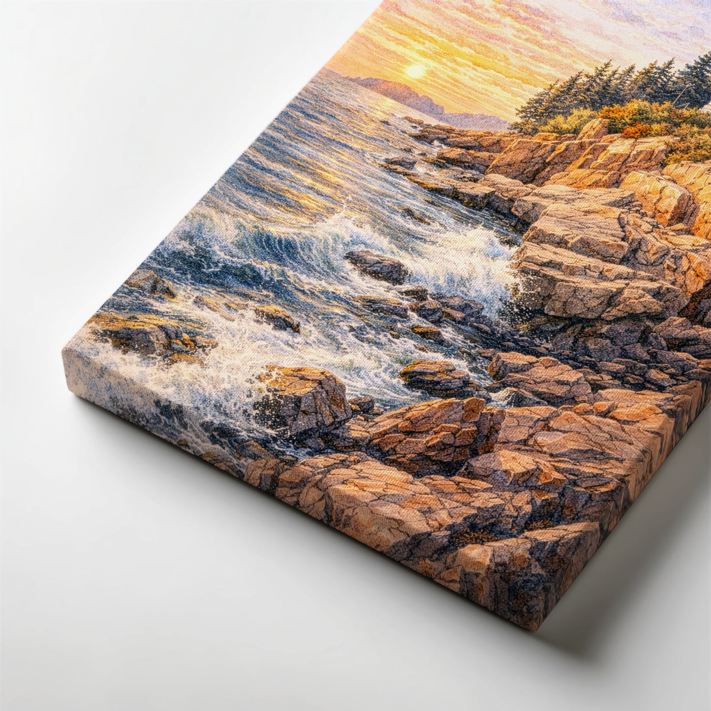 Acadia National Park Canvas Art | Coastal Lighthouse Sunset Wall Art