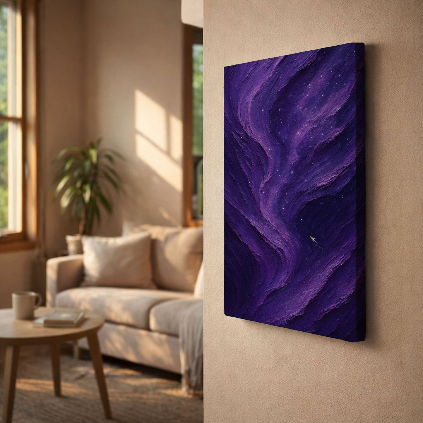 Cosmic Drift | Minimalist Abstract Night Canvas Wall Art