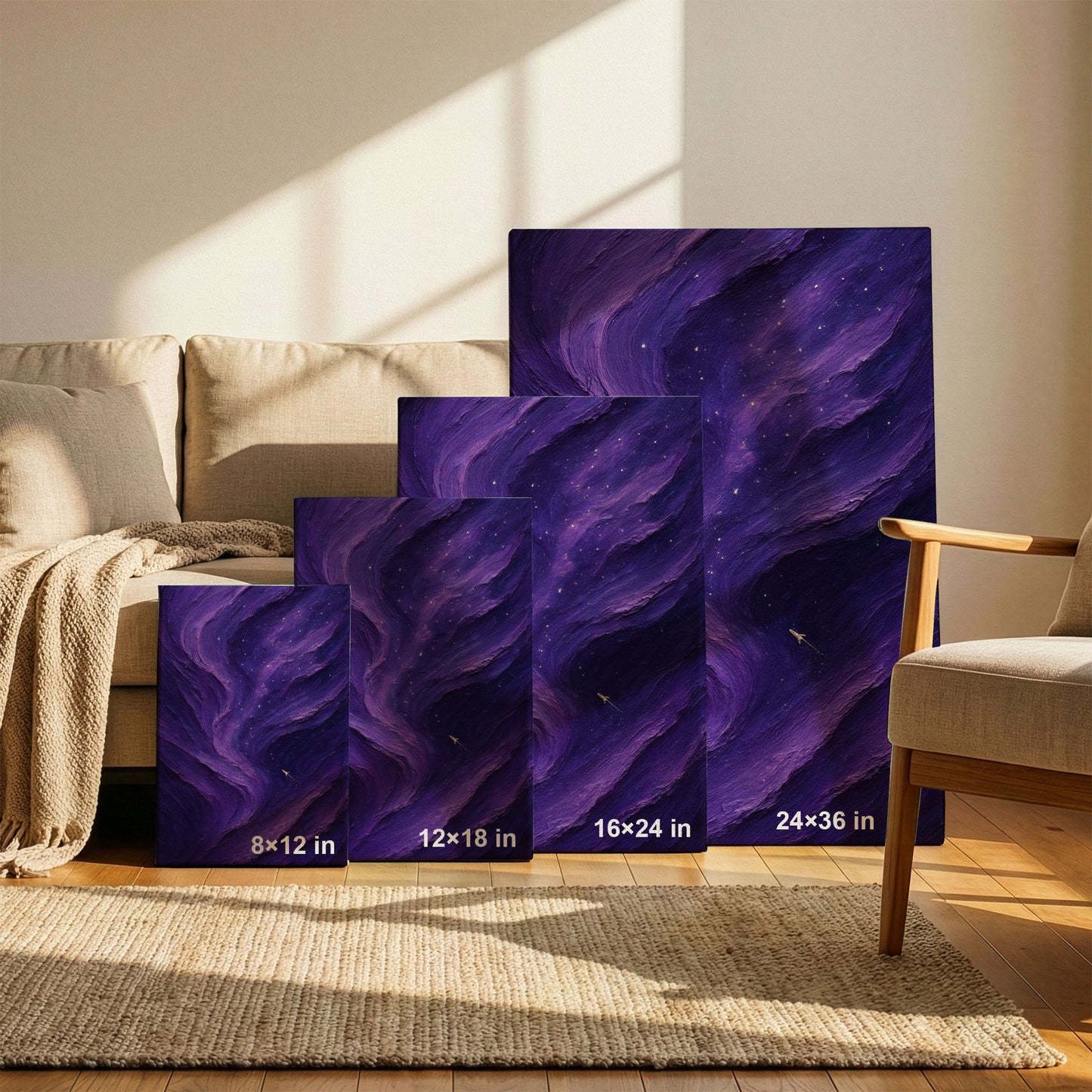 Cosmic Drift | Minimalist Abstract Night Canvas Wall Art