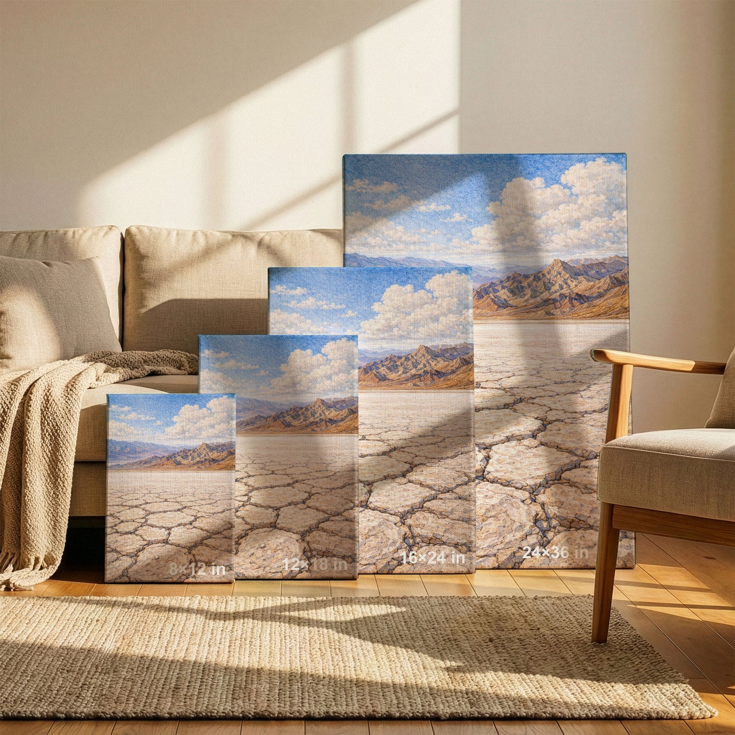 Death Valley Canvas Art | Vast Desert Salt Flat Landscape Wall Art