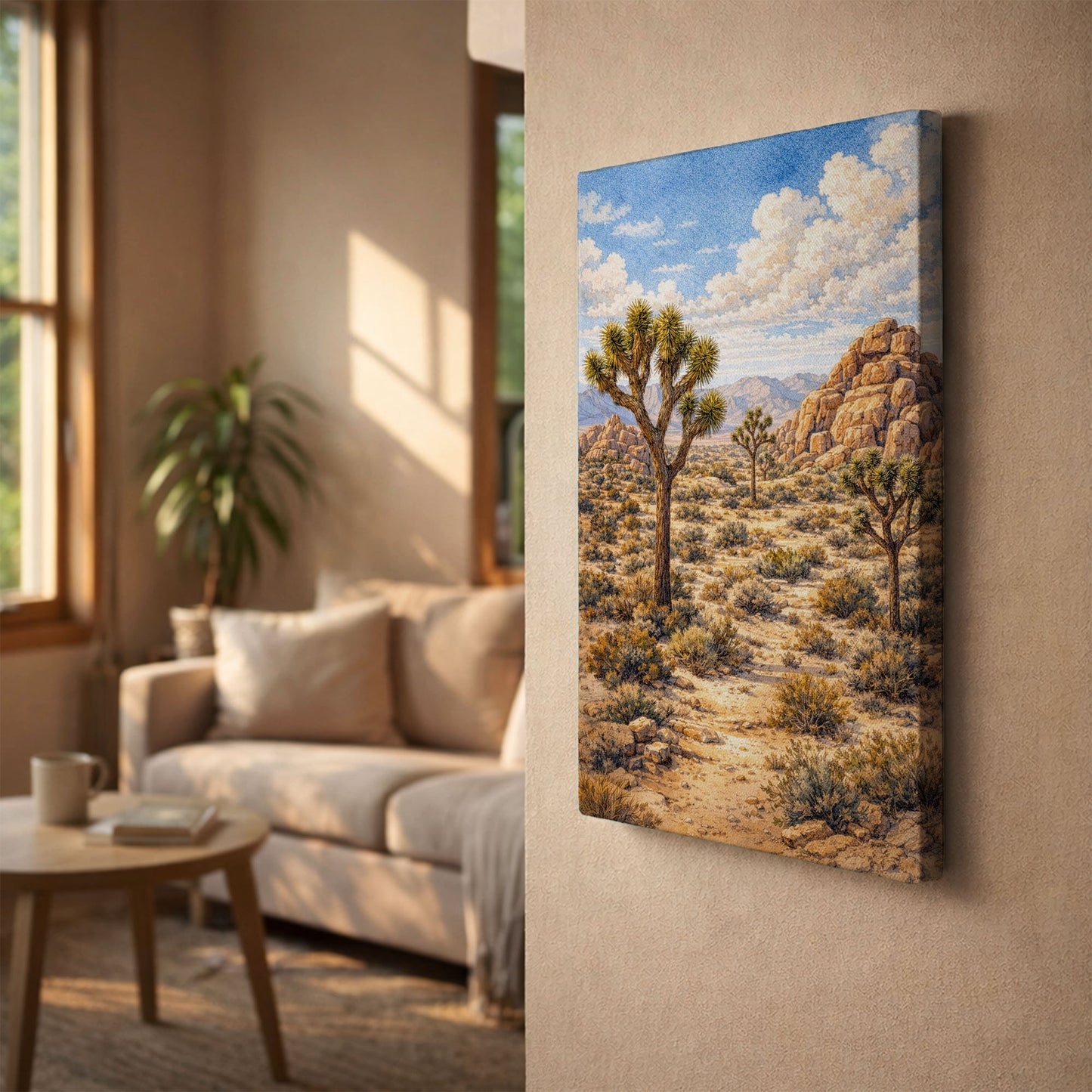 Joshua Tree National Park Canvas Art | Desert Landscape with Joshua Trees Wall Art