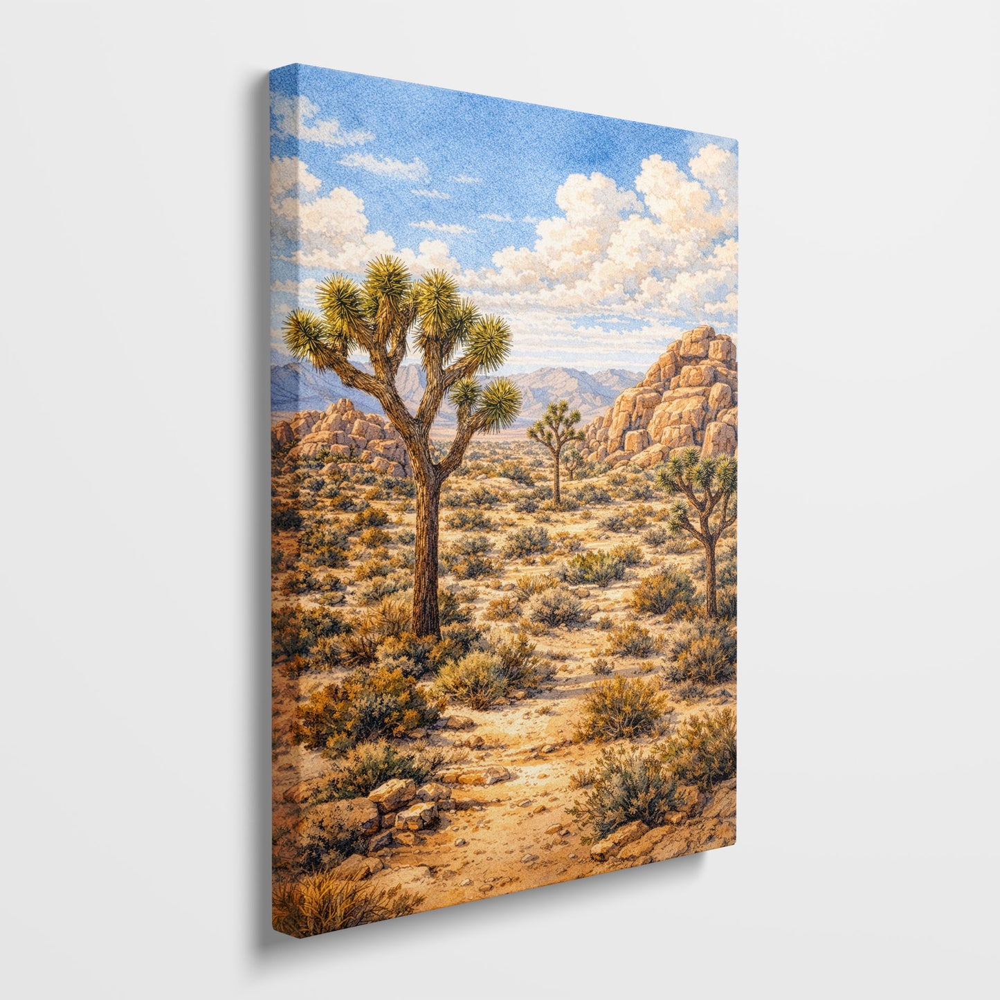 Joshua Tree National Park Canvas Art | Desert Landscape with Joshua Trees Wall Art