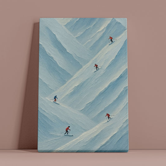Snow Descent | Minimalist Winter Motion Canvas Wall Art