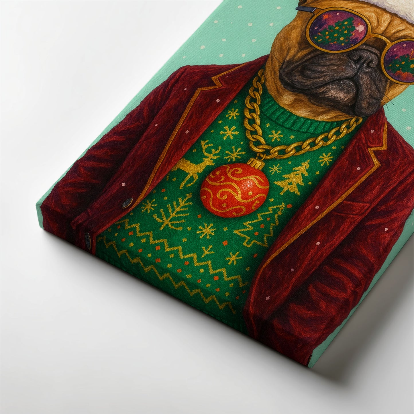 French Bulldog Christmas Portrait – Festive Dog Wall Art Canvas