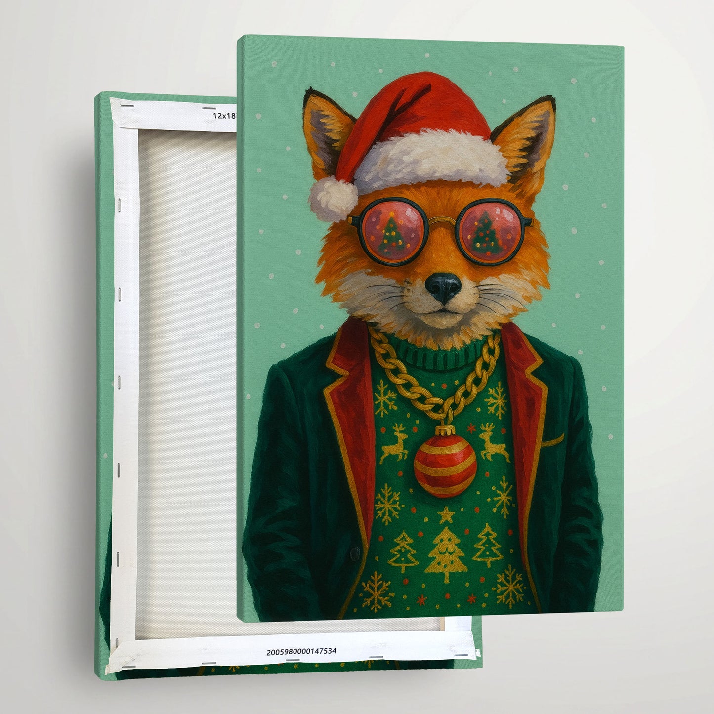 Christmas Fox Wall Art – Festive Woodland Animal Canvas