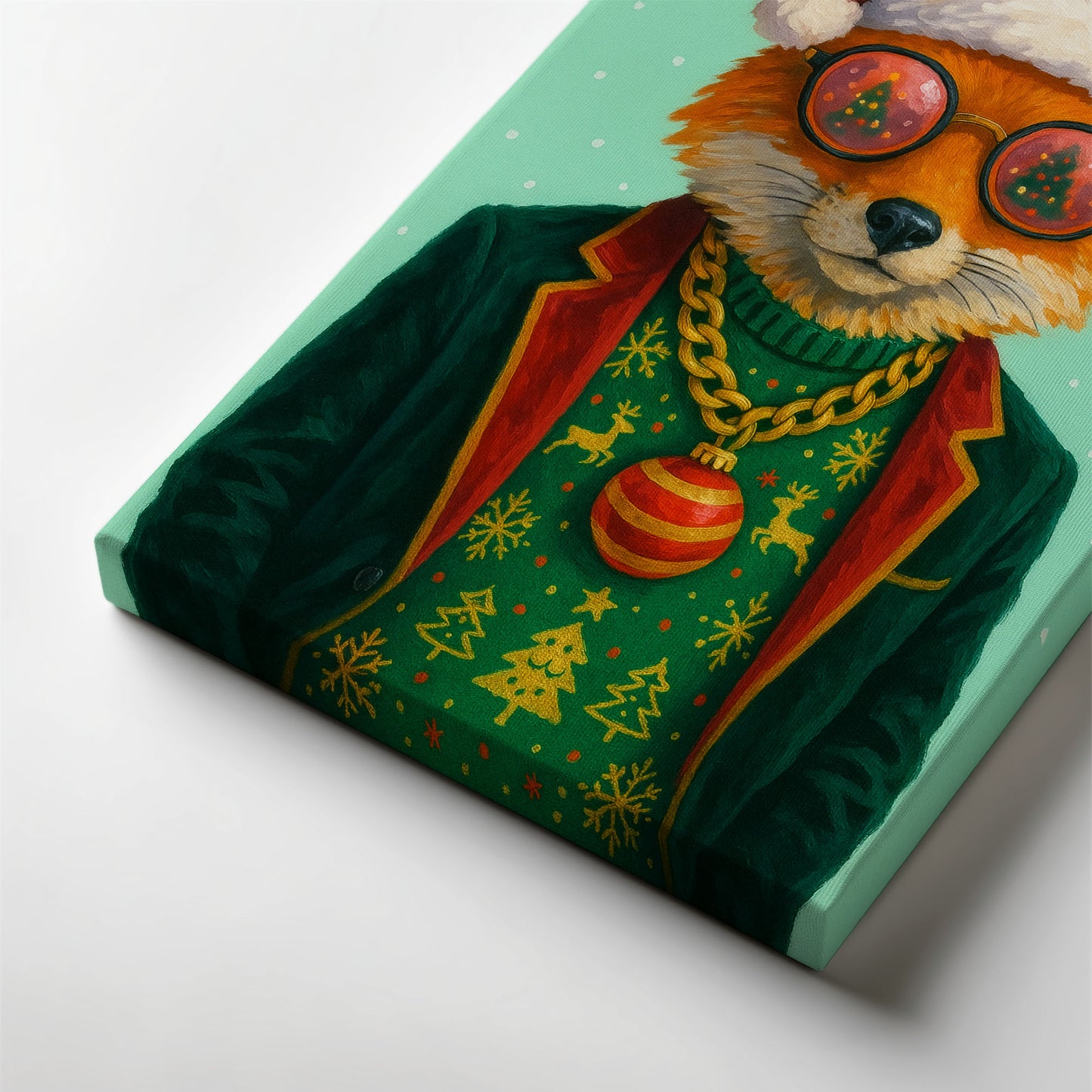 Christmas Fox Wall Art – Festive Woodland Animal Canvas
