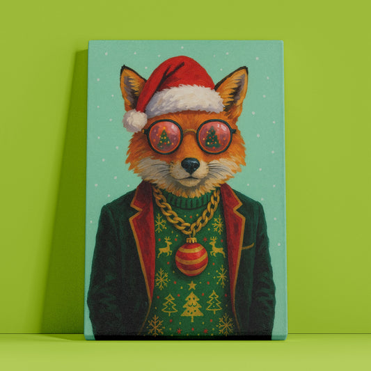 Christmas Fox Wall Art – Festive Woodland Animal Canvas