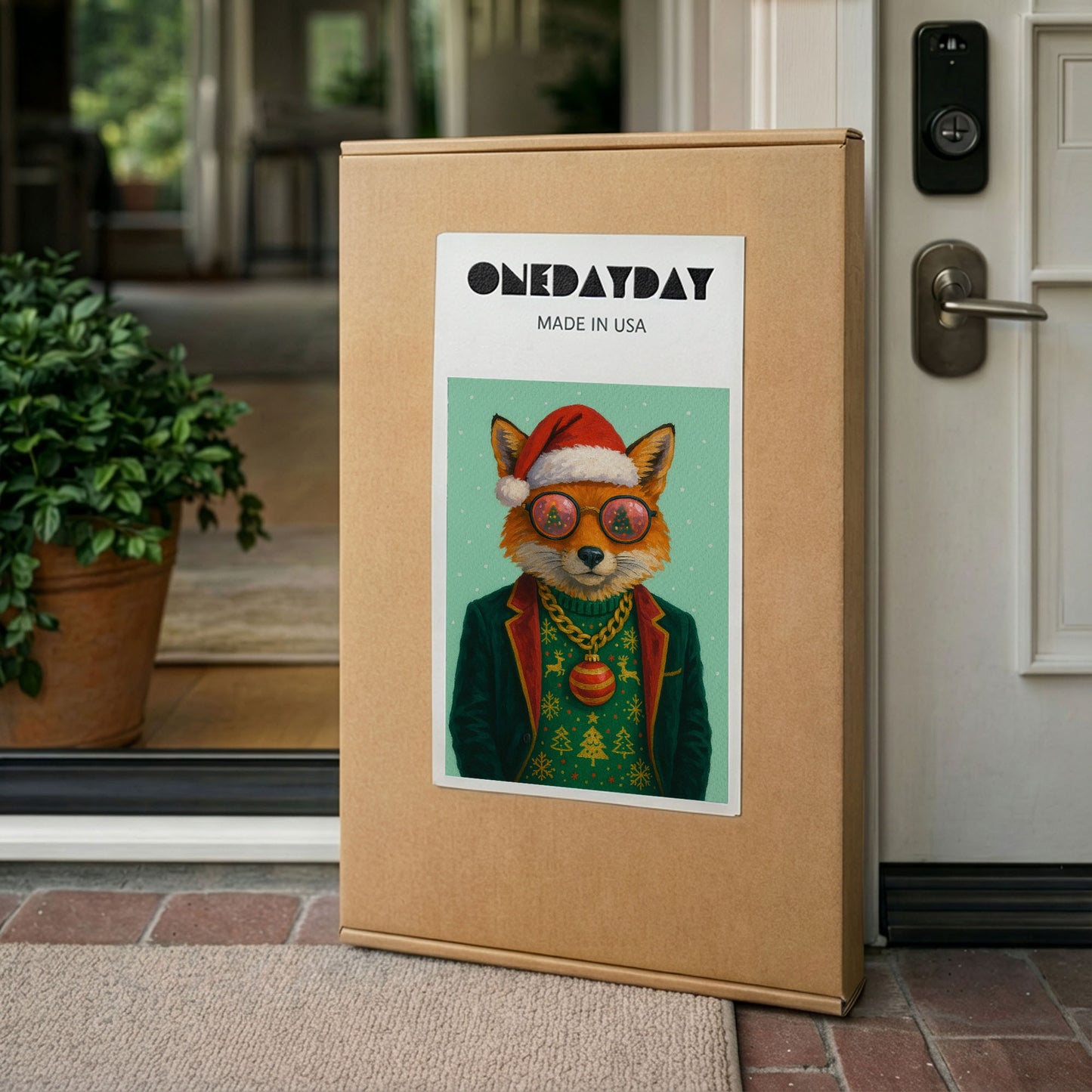 Christmas Fox Wall Art – Festive Woodland Animal Canvas
