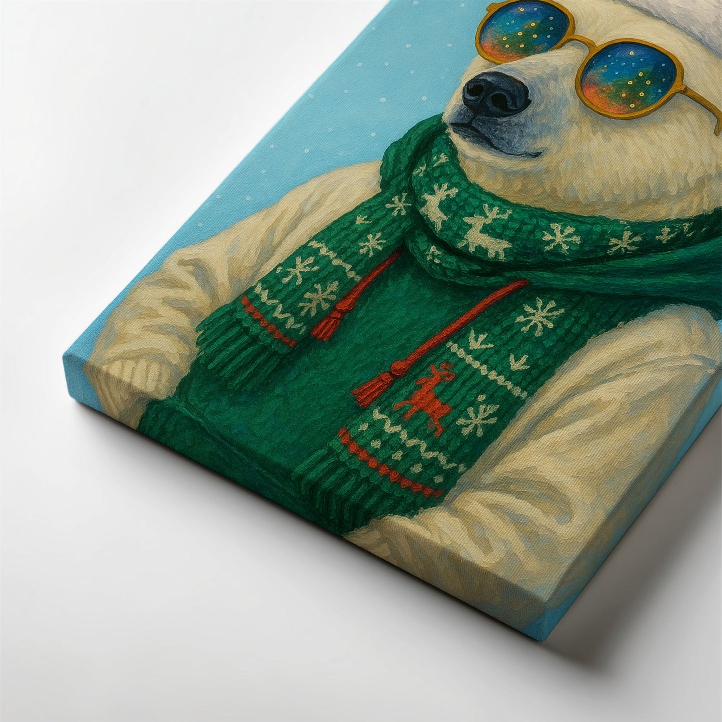 Polar Bear Christmas Wall Art – Cozy Winter Holiday Canvas