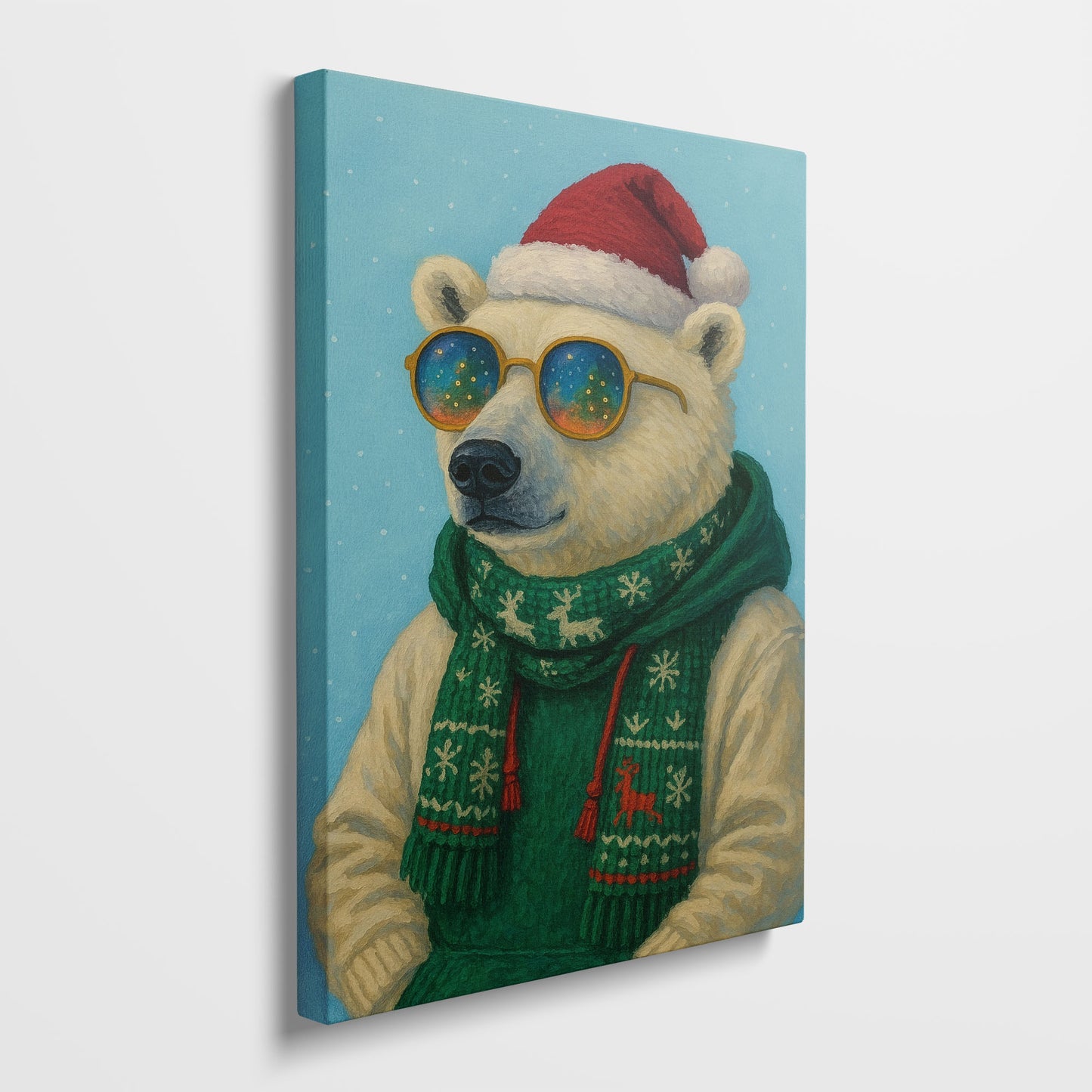 Polar Bear Christmas Wall Art – Cozy Winter Holiday Canvas