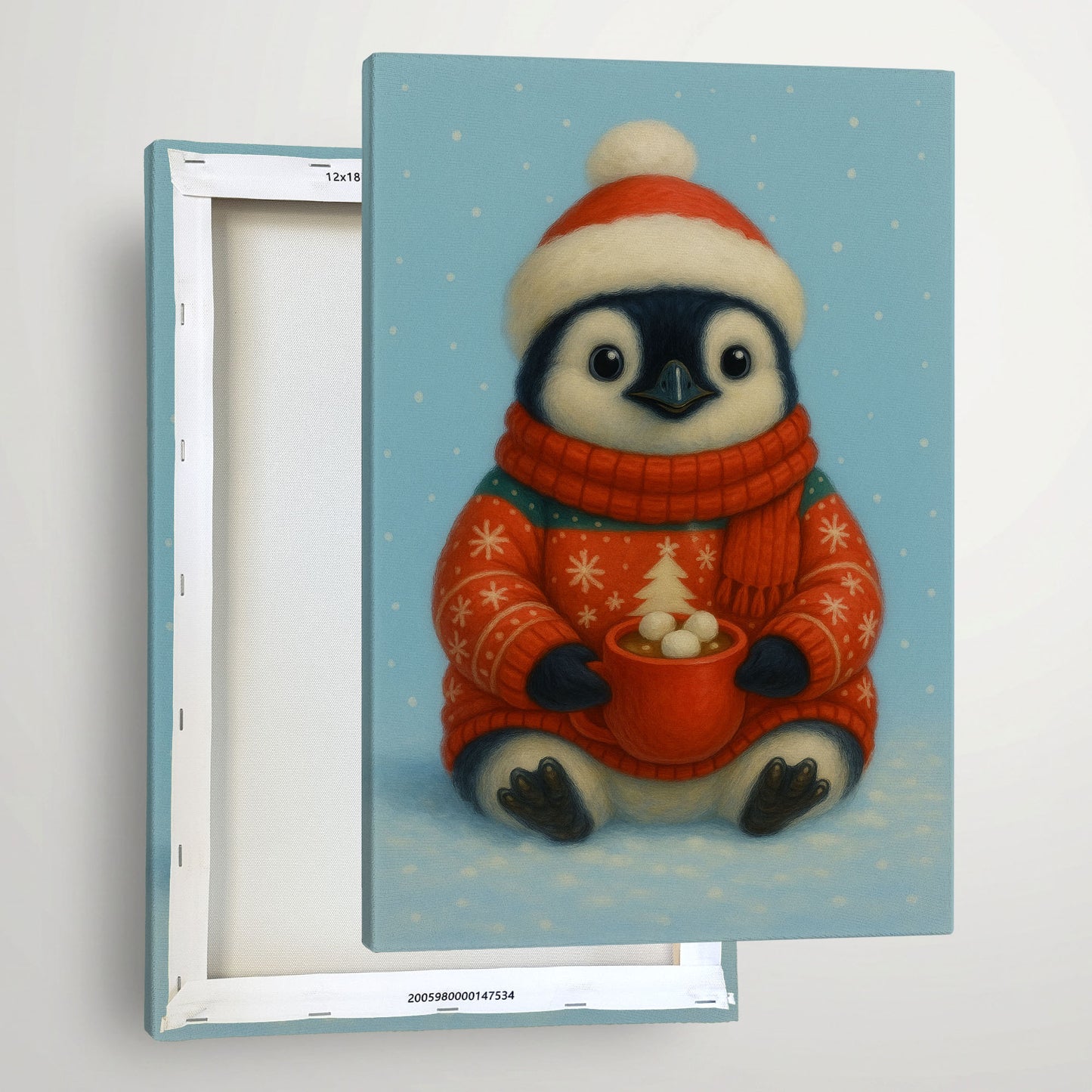 Christmas Penguin Wall Art – Cozy Holiday Animal Canvas