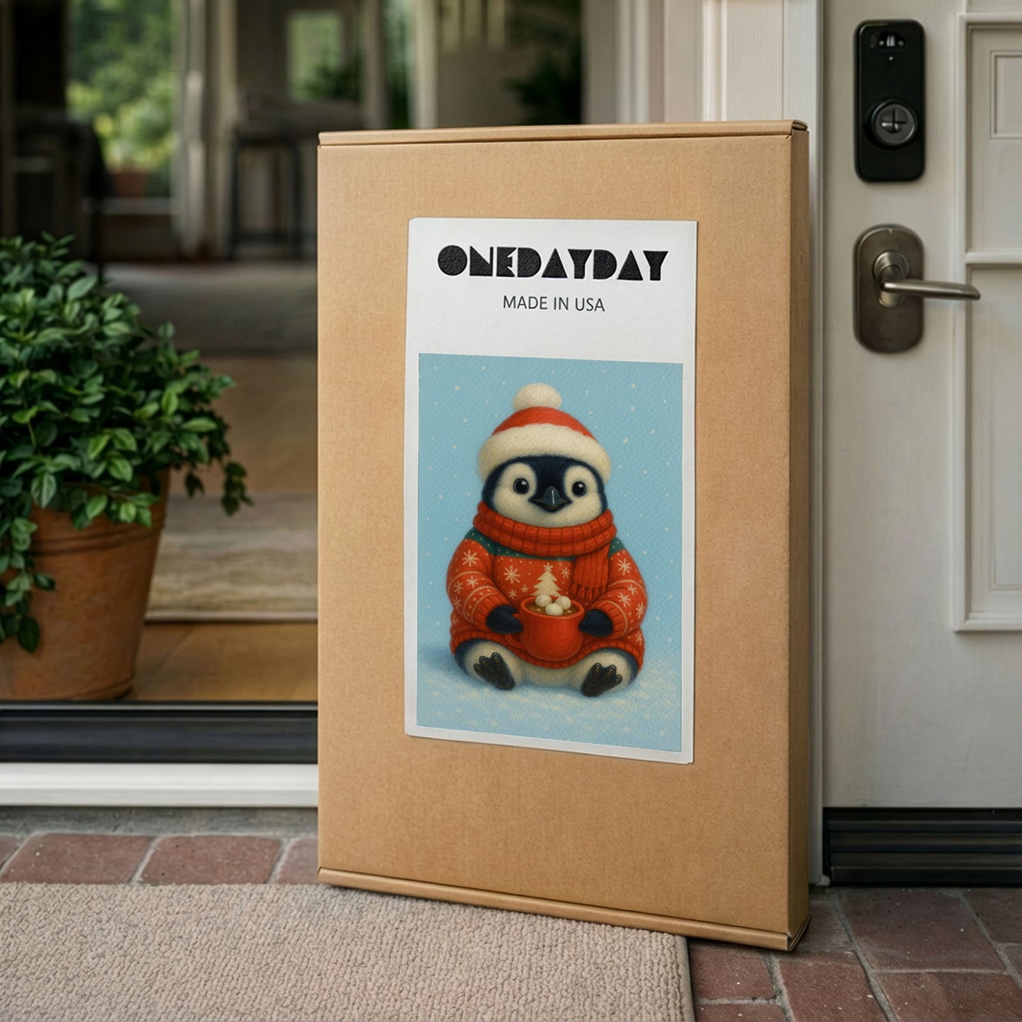 Christmas Penguin Wall Art – Cozy Holiday Animal Canvas