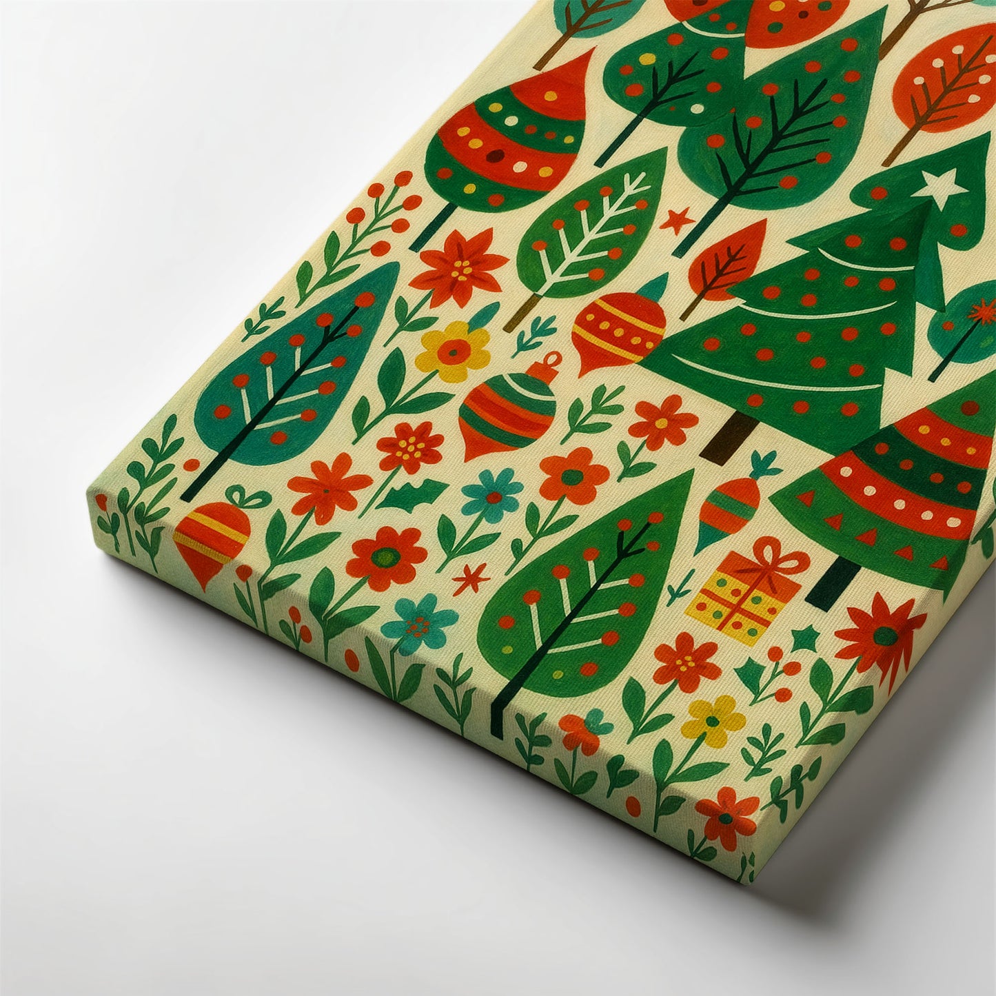 Festive Woodland – Christmas Forest Illustration Canvas Wall Art