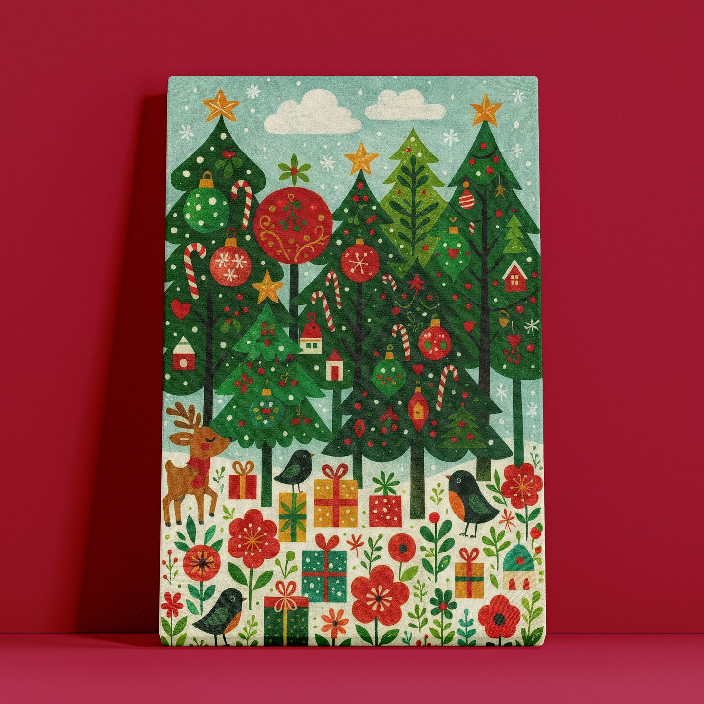 Ornament Forest – Christmas Illustration Canvas Wall Art