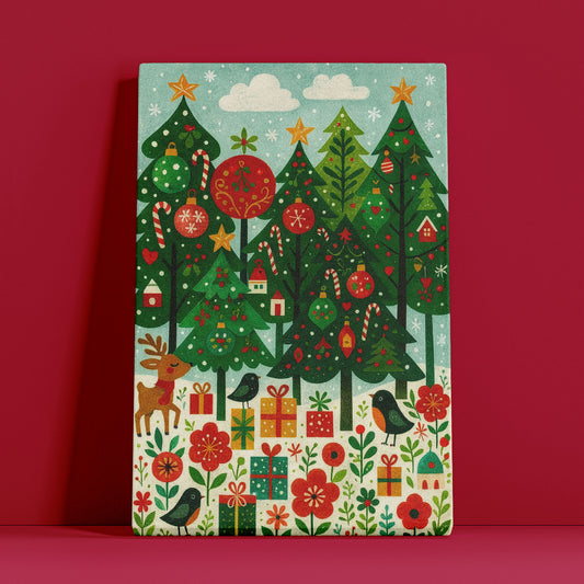 Ornament Forest – Christmas Illustration Canvas Wall Art