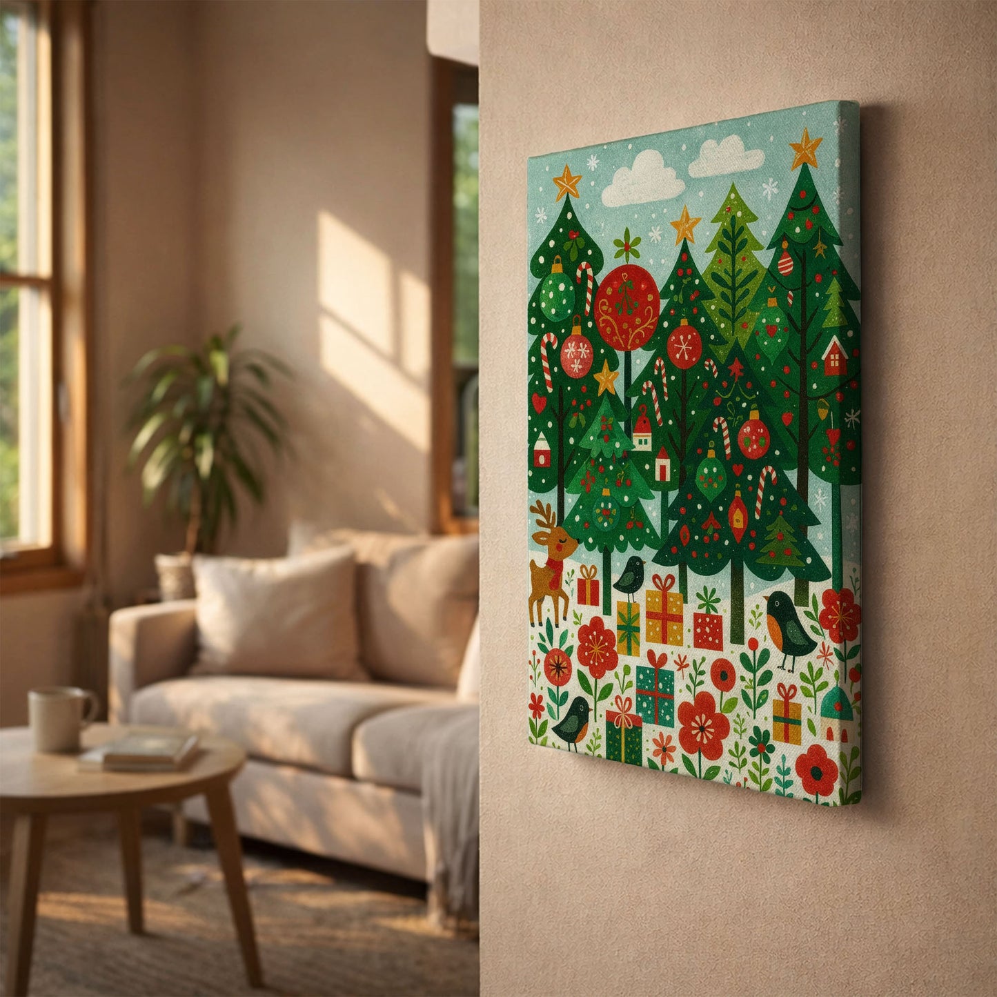Ornament Forest – Christmas Illustration Canvas Wall Art
