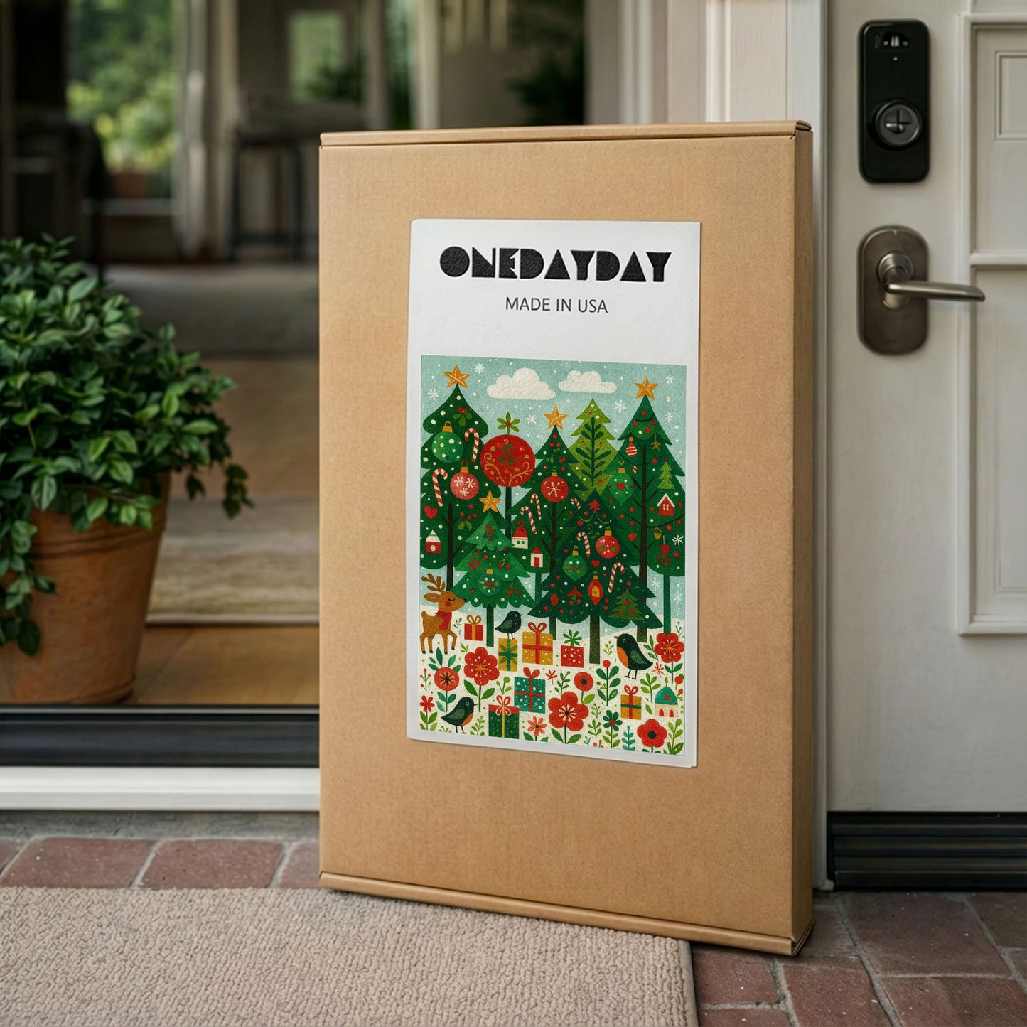 Ornament Forest – Christmas Illustration Canvas Wall Art